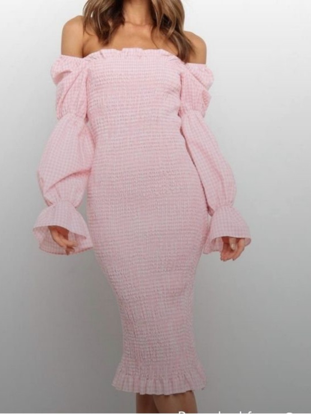Petal & Pup Pink One-Shoulder Smocked Midi Dress